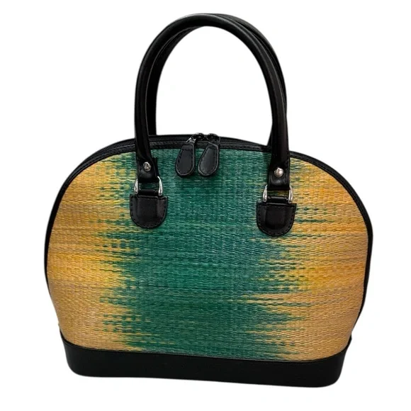 Le SacHandmade Woven Gradient Green and Yellow Bag